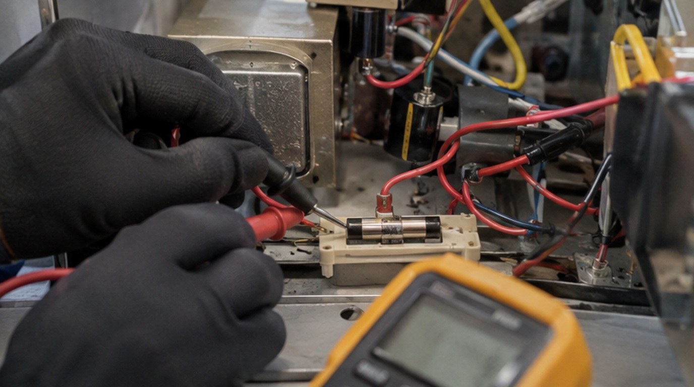 Conserto de micro-ondas em Cuiabá‑MT: teste do fusível e do diodo de alta tensão